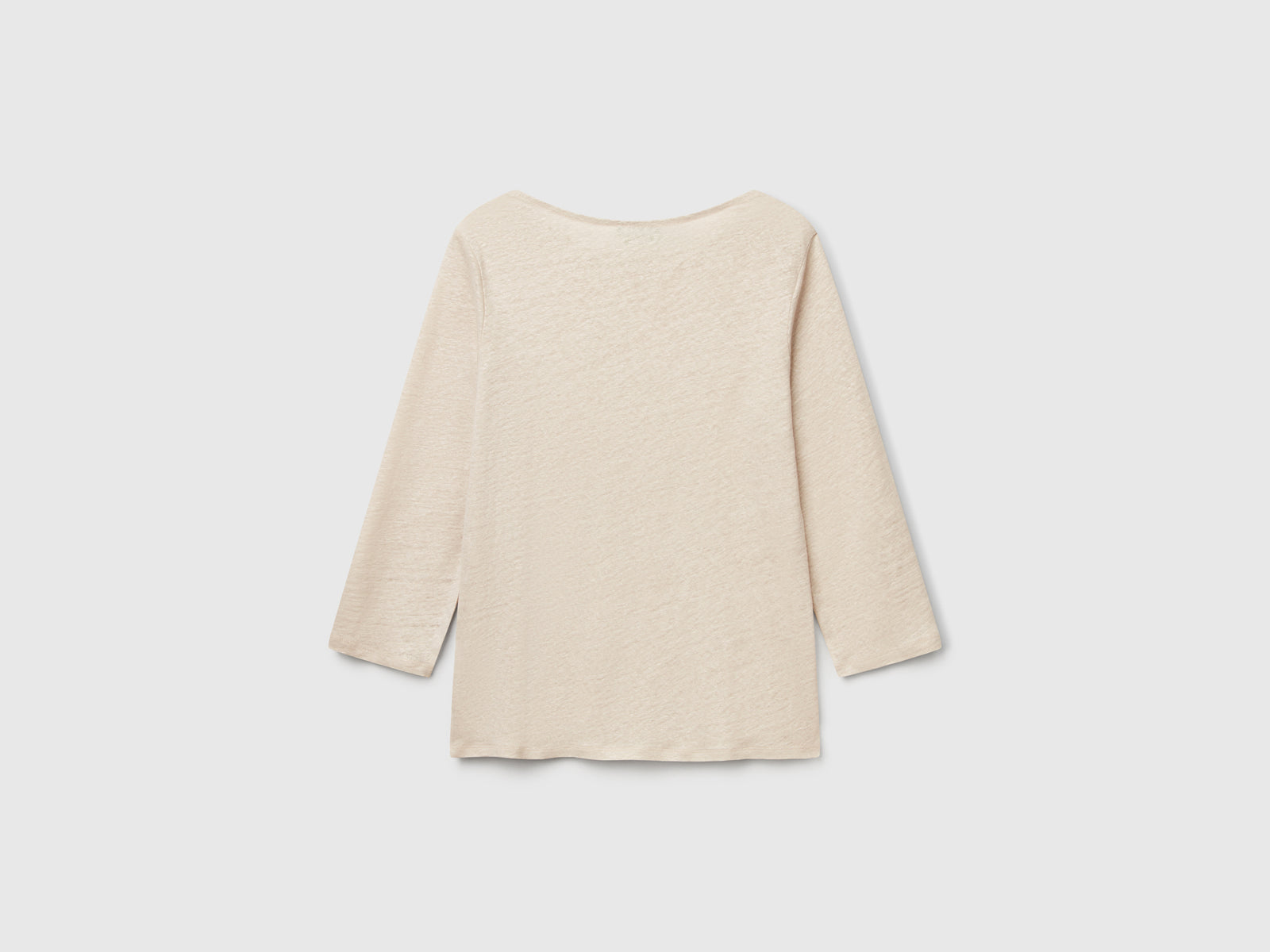 T-shirt manica a 3/4 in puro lino da donna beige 2 | Benetton Outlet