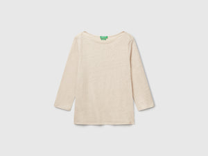 T-shirt manica a 3/4 in puro lino