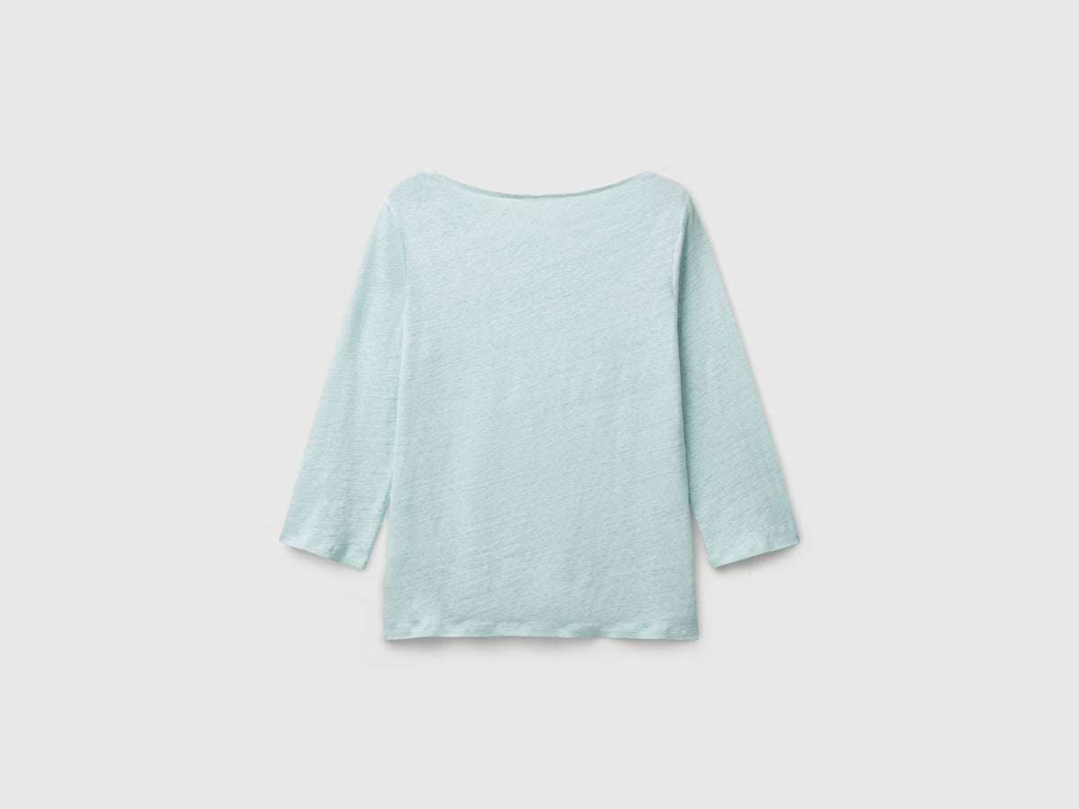 T-shirt manica a 3/4 in puro lino
