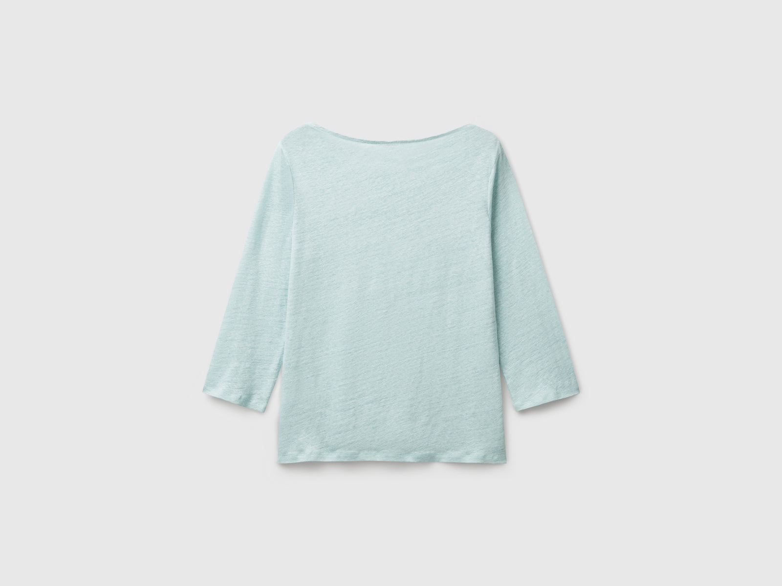 T-shirt manica a 3/4 in puro lino da donna verde acqua 2 | Benetton Outlet