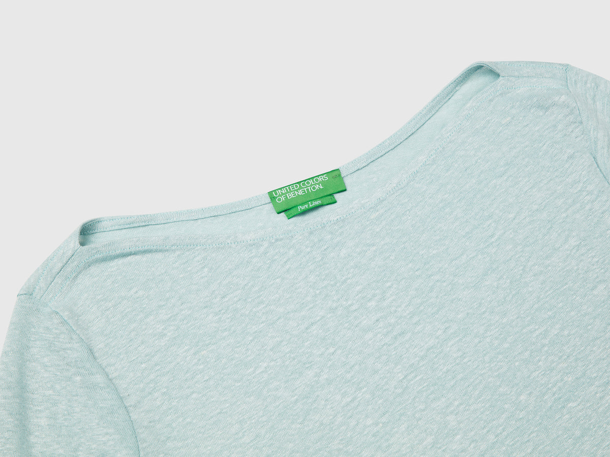 T-shirt manica a 3/4 in puro lino