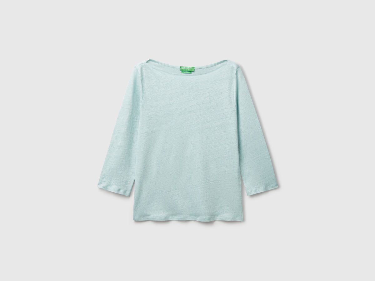 T-shirt manica a 3/4 in puro lino