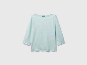T-shirt manica a 3/4 in puro lino
