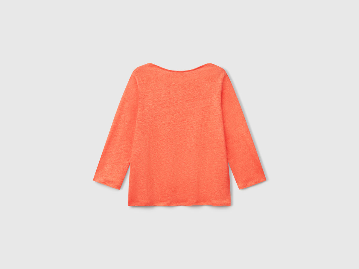 T-shirt manica a 3/4 in puro lino