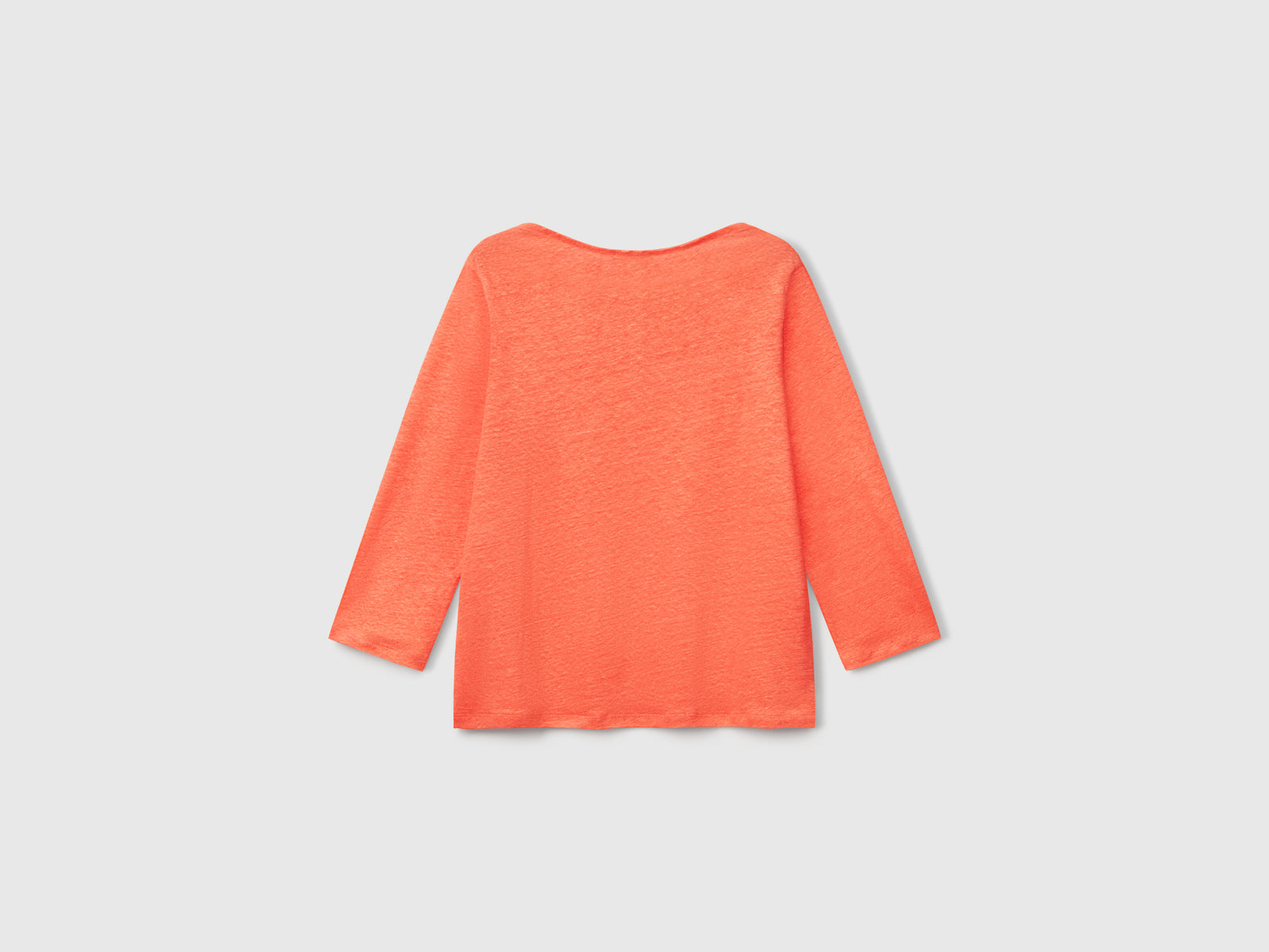 T-shirt manica a 3/4 in puro lino da donna arancione 2 | Benetton Outlet