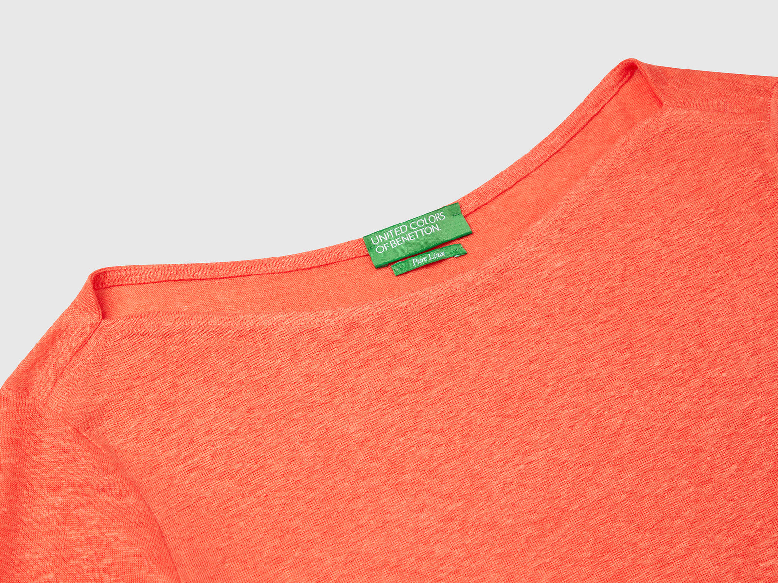 T-shirt manica a 3/4 in puro lino da donna arancione 3 | Benetton Outlet