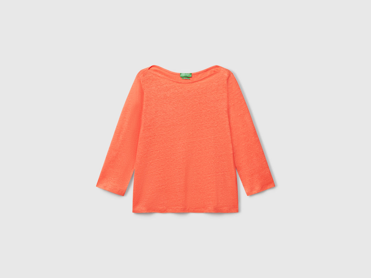 T-shirt manica a 3/4 in puro lino