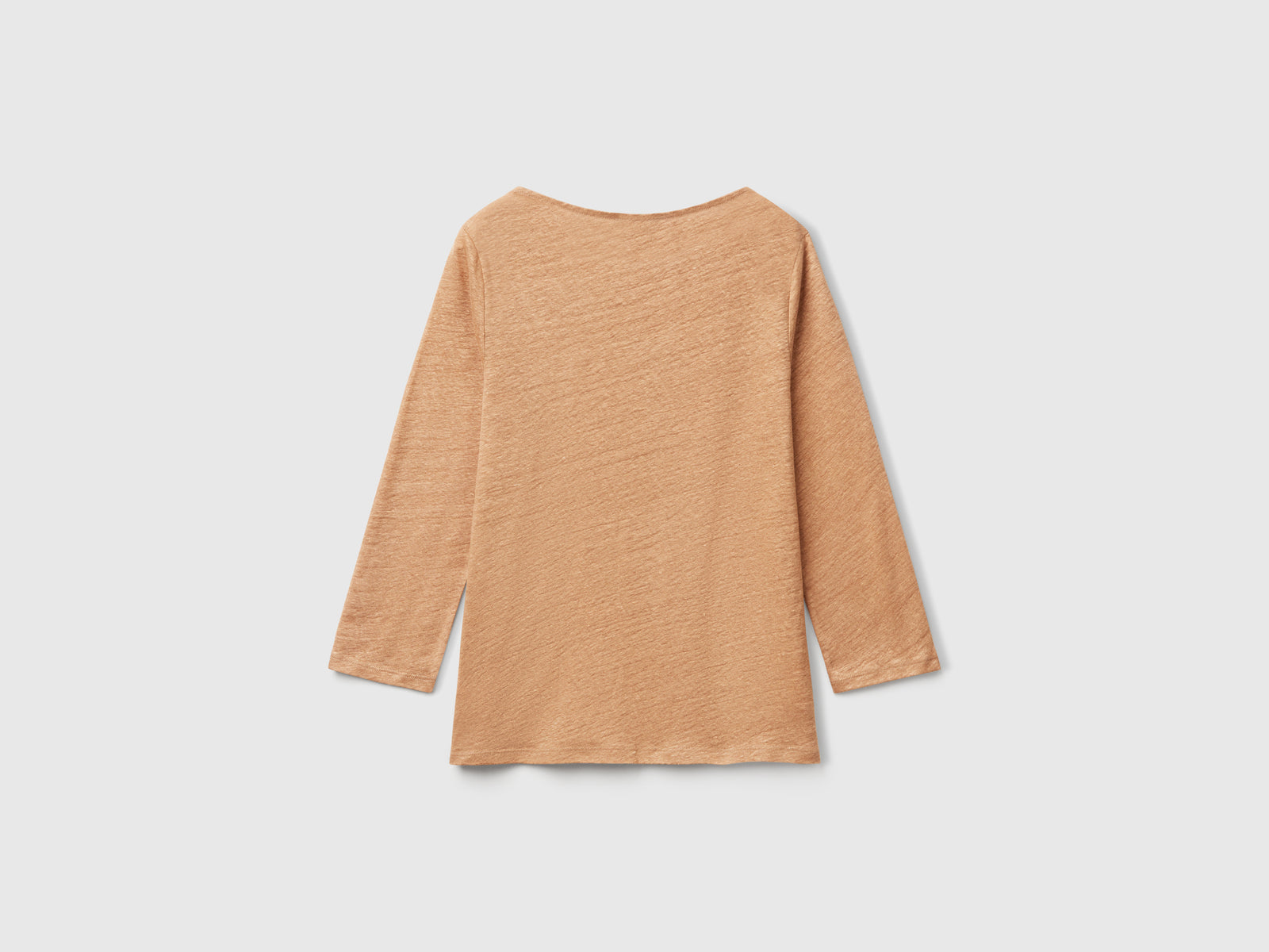 T-shirt manica a 3/4 in puro lino da donna cammello 2 | Benetton Outlet