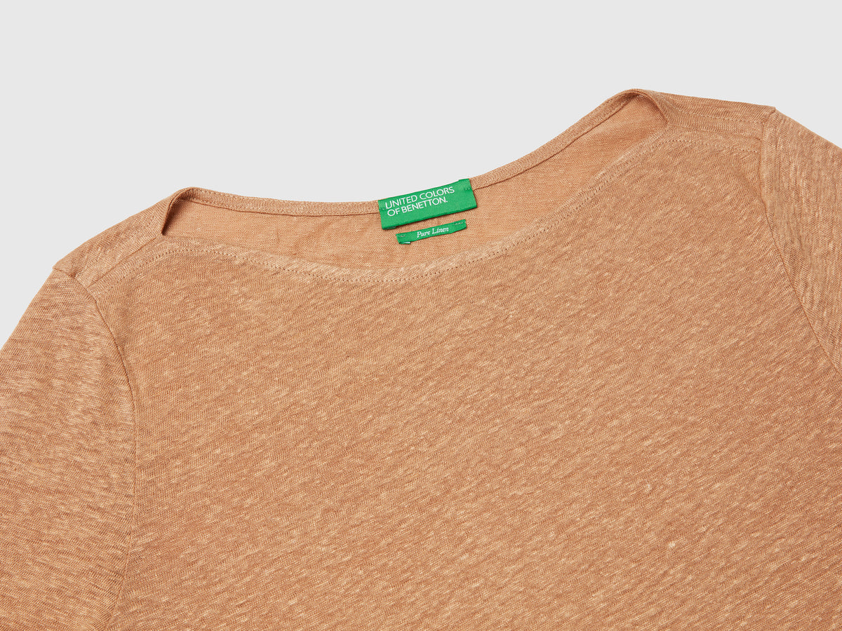 T-shirt manica a 3/4 in puro lino