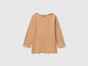 T-shirt manica a 3/4 in puro lino