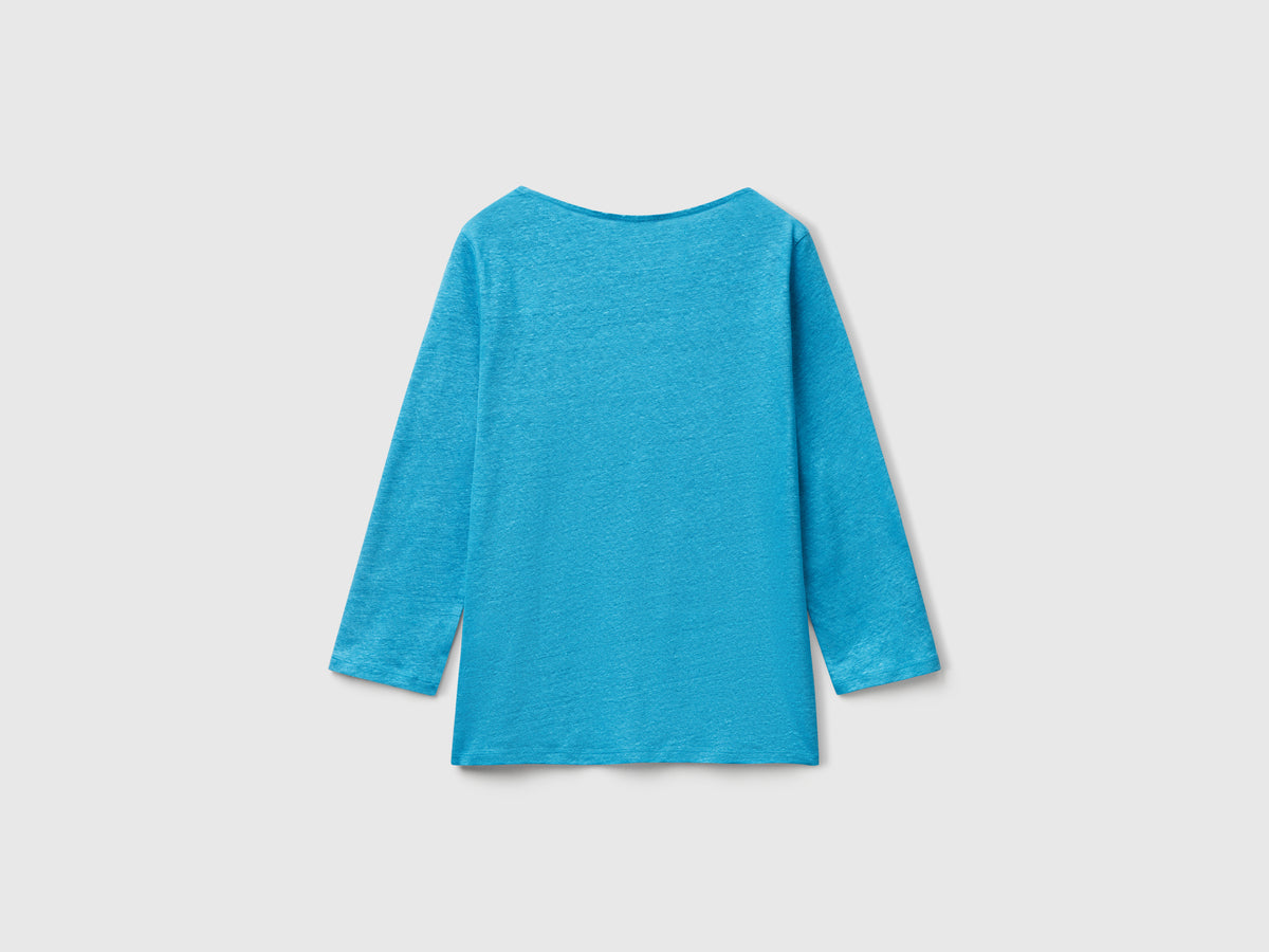 T-shirt manica a 3/4 in puro lino