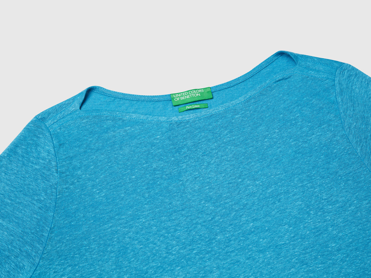 T-shirt manica a 3/4 in puro lino