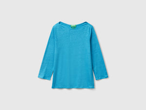 T-shirt manica a 3/4 in puro lino