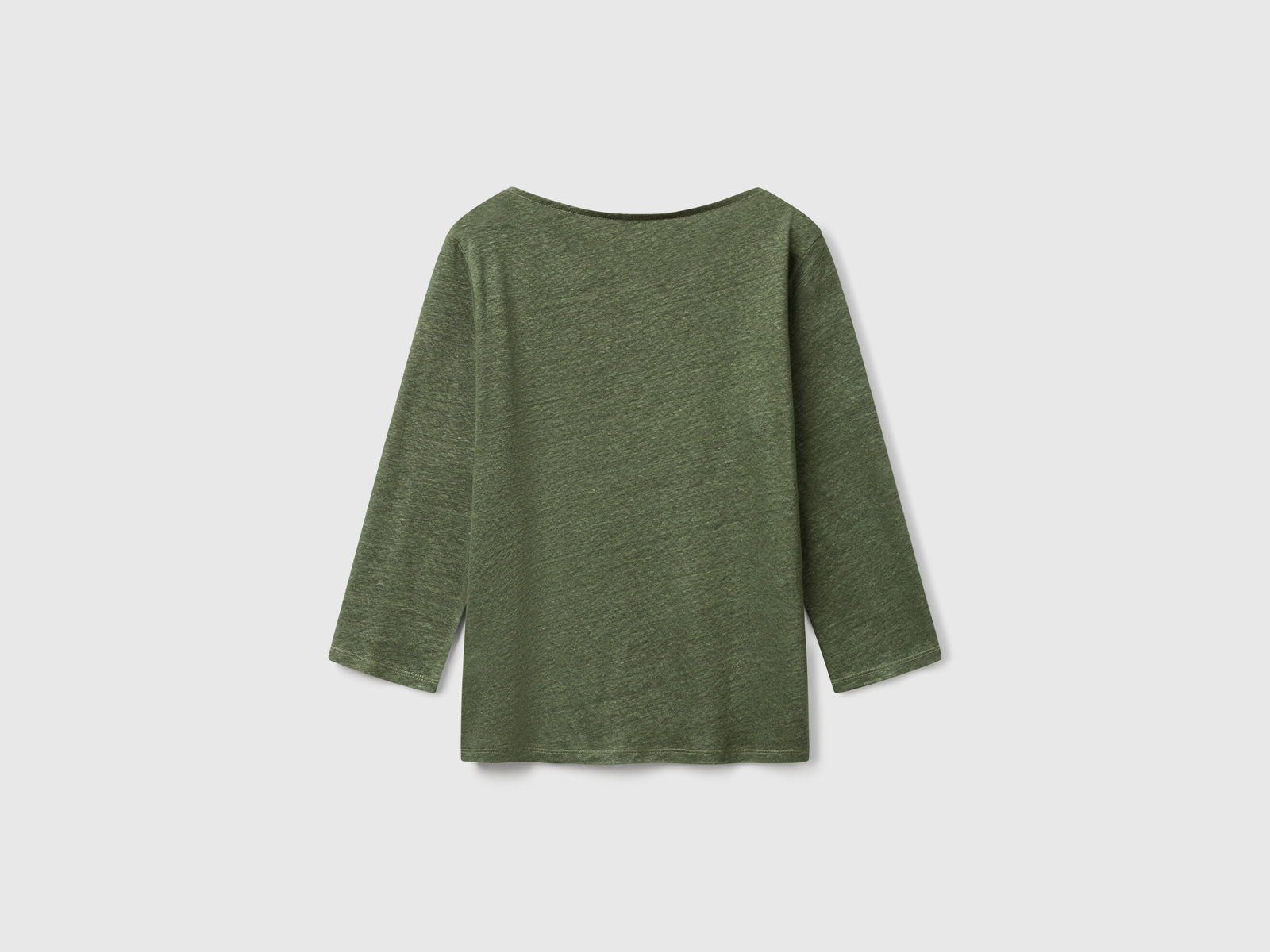 T-shirt manica a 3/4 in puro lino da donna verde militare 2 | Benetton Outlet