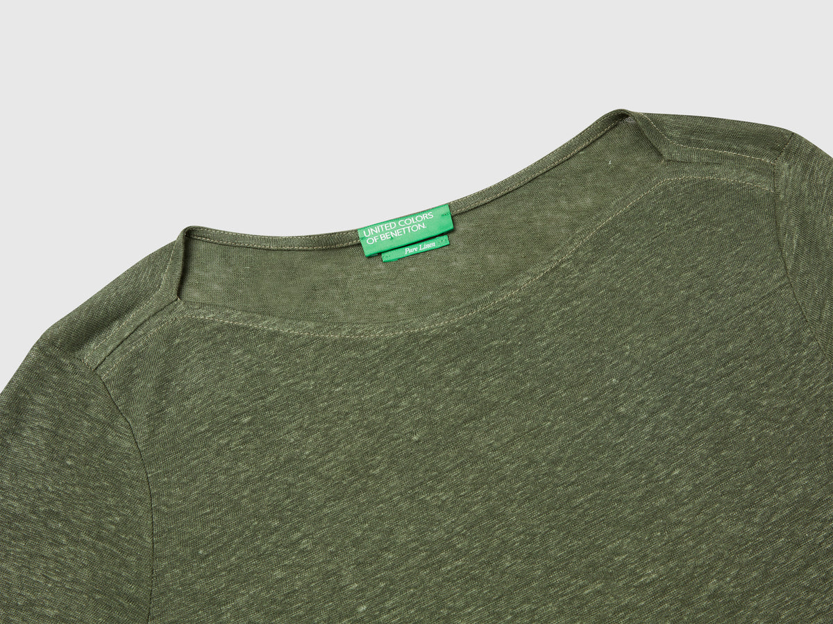 T-shirt manica a 3/4 in puro lino