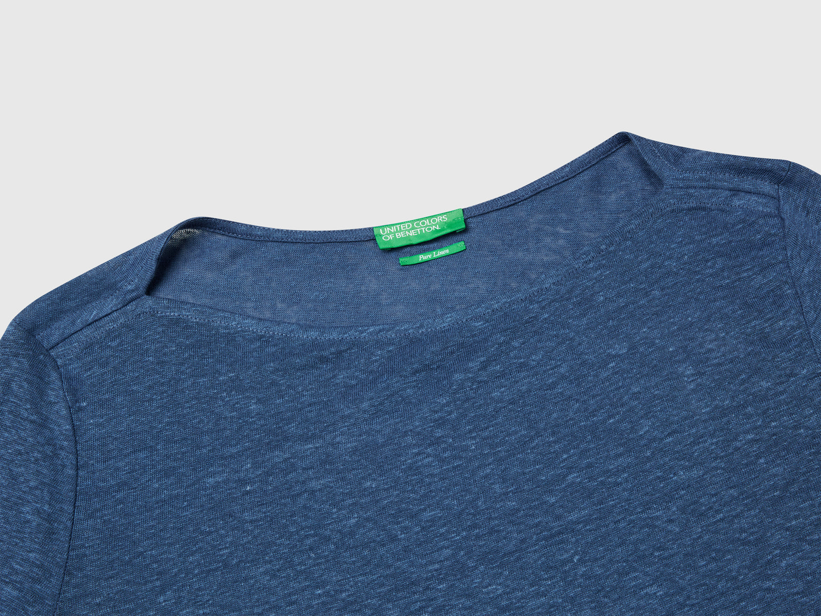 T-shirt manica a 3/4 in puro lino da donna avio 3 | Benetton Outlet