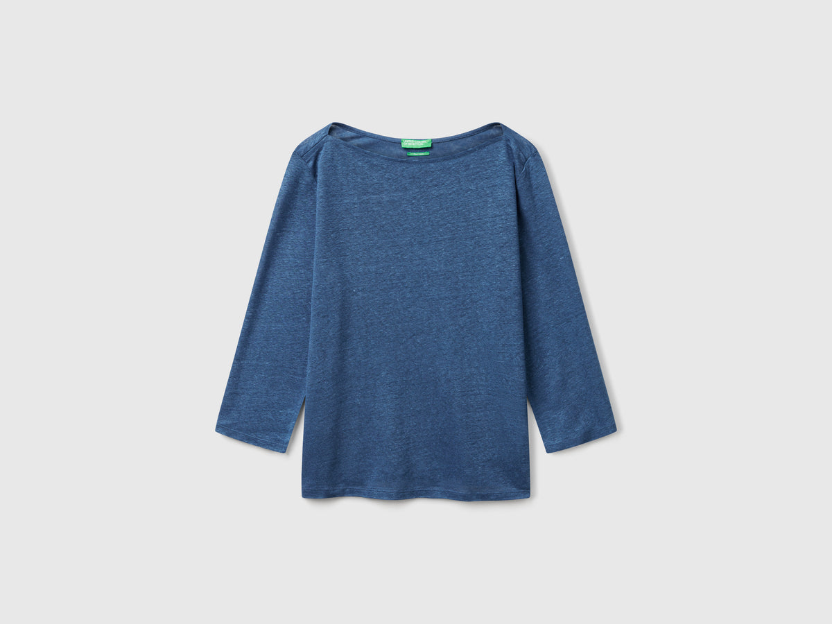 T-shirt manica a 3/4 in puro lino