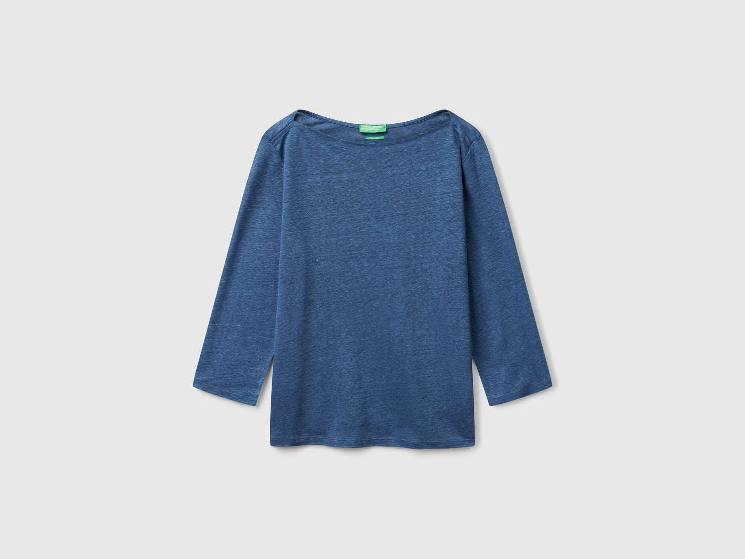 T-shirt manica a 3/4 in puro lino da donna avio | Benetton Outlet