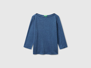 T-shirt manica a 3/4 in puro lino