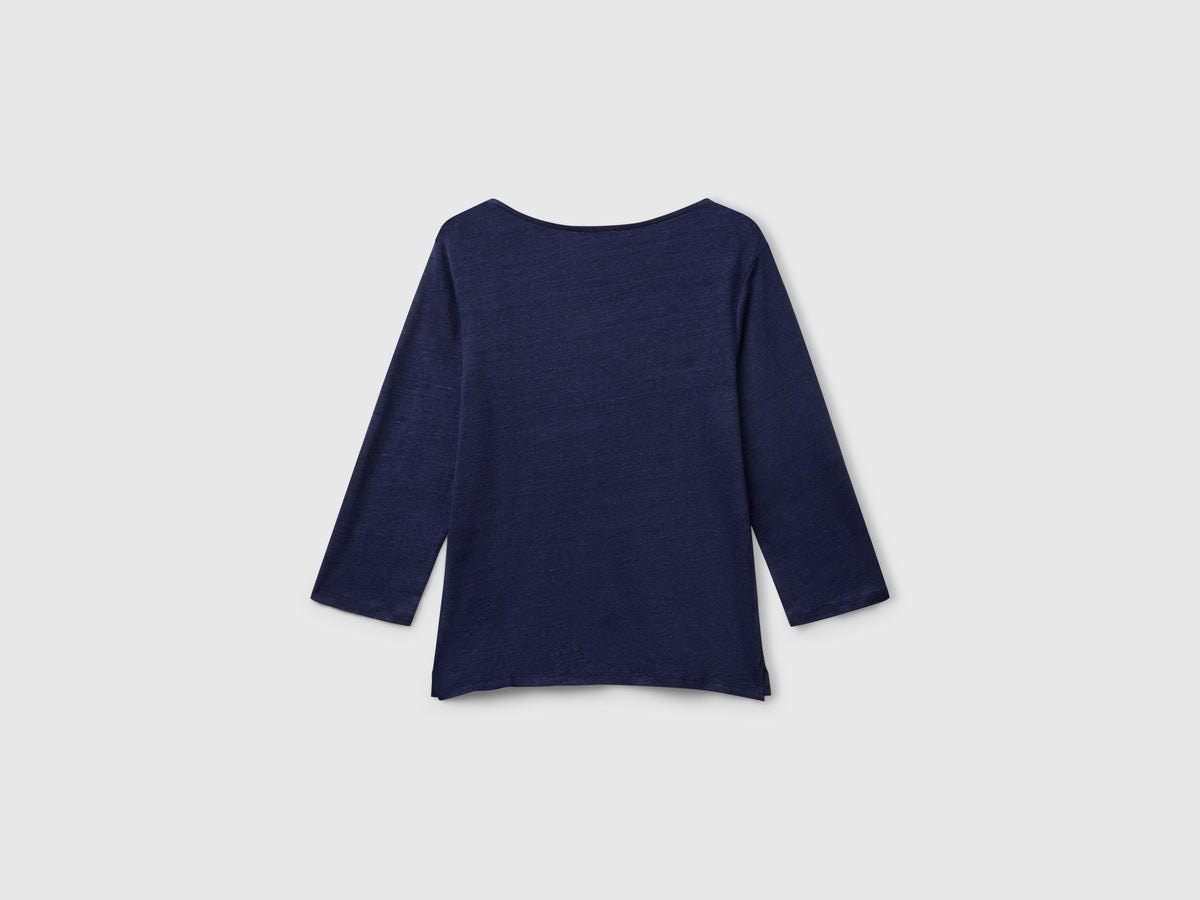 T-shirt manica a 3/4 in puro lino