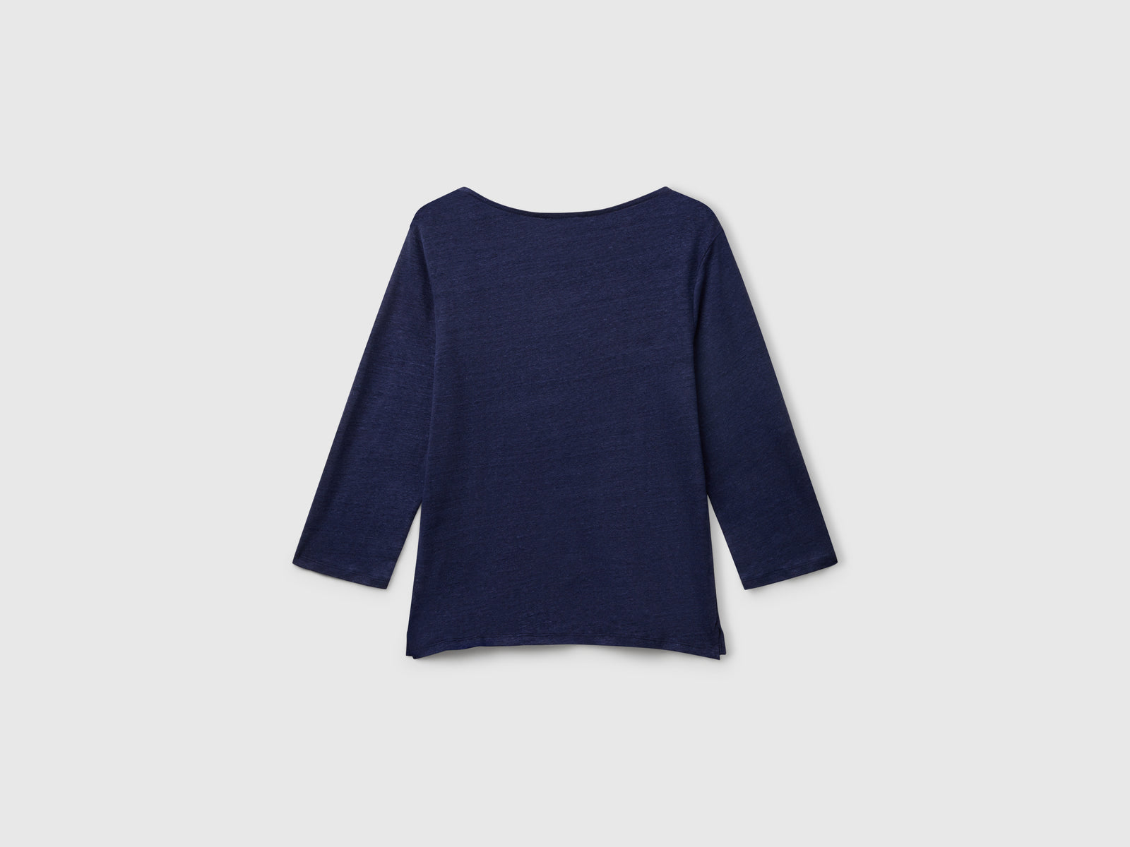T-shirt manica a 3/4 in puro lino da donna blu scuro 2 | Benetton Outlet