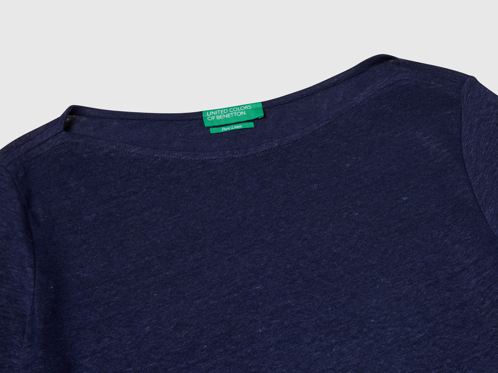 T-shirt manica a 3/4 in puro lino da donna blu scuro 3 | Benetton Outlet