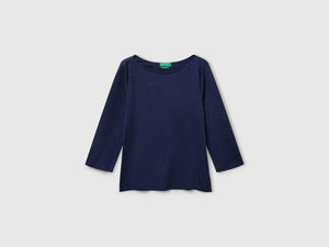 T-shirt manica a 3/4 in puro lino