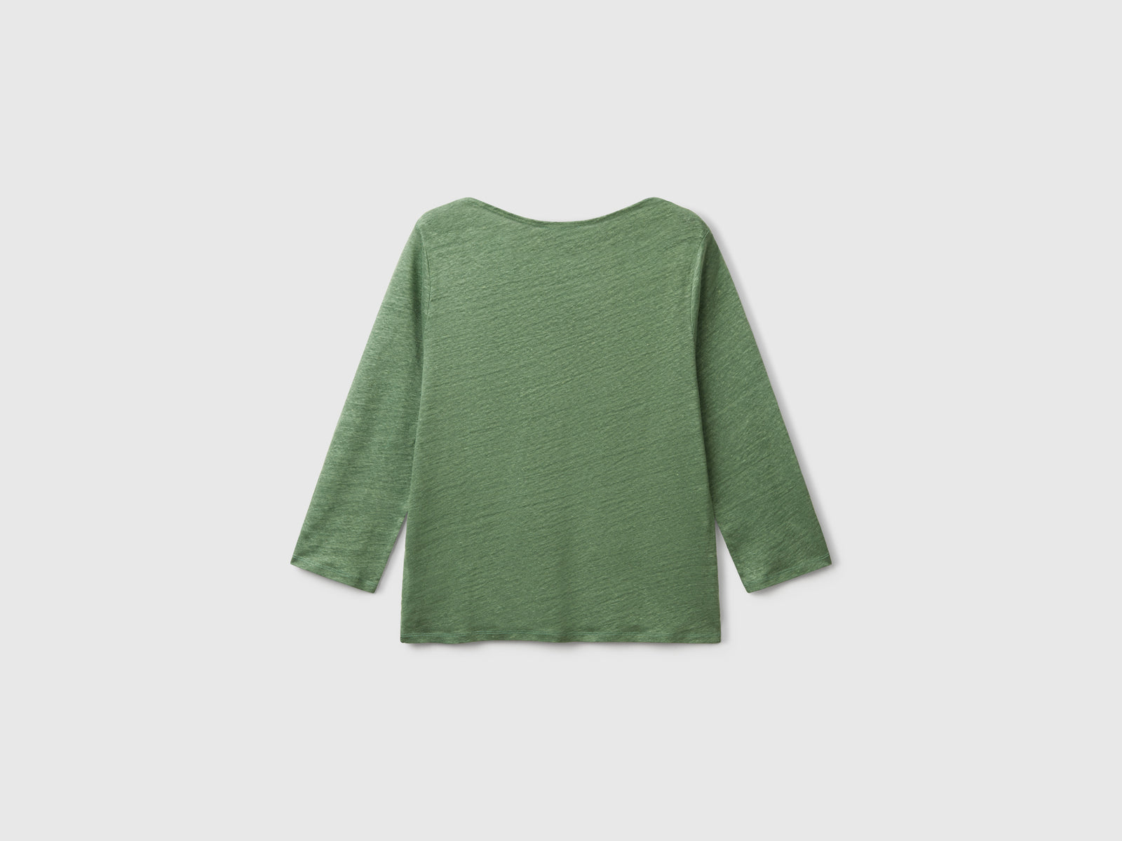 T-shirt manica a 3/4 in puro lino da donna verde 2 | Benetton Outlet