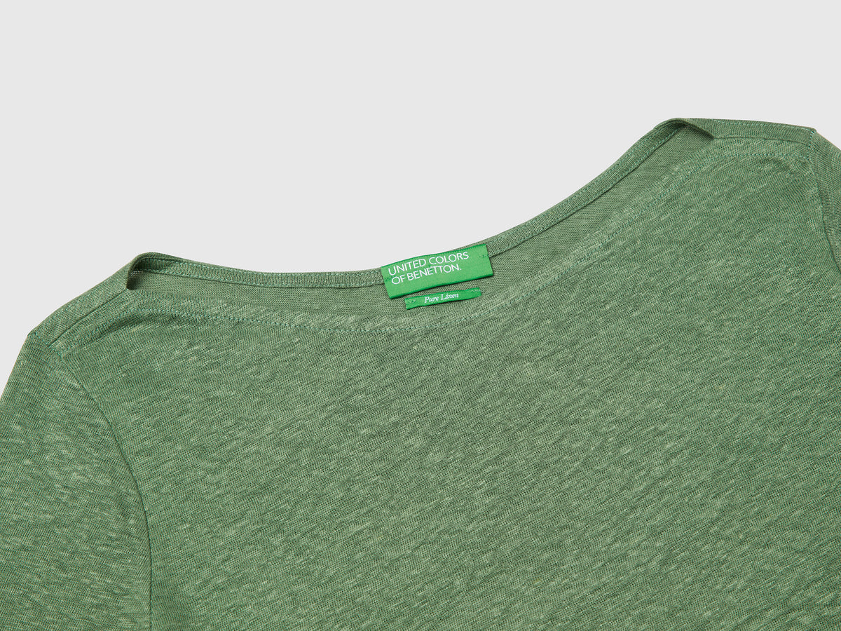 T-shirt manica a 3/4 in puro lino