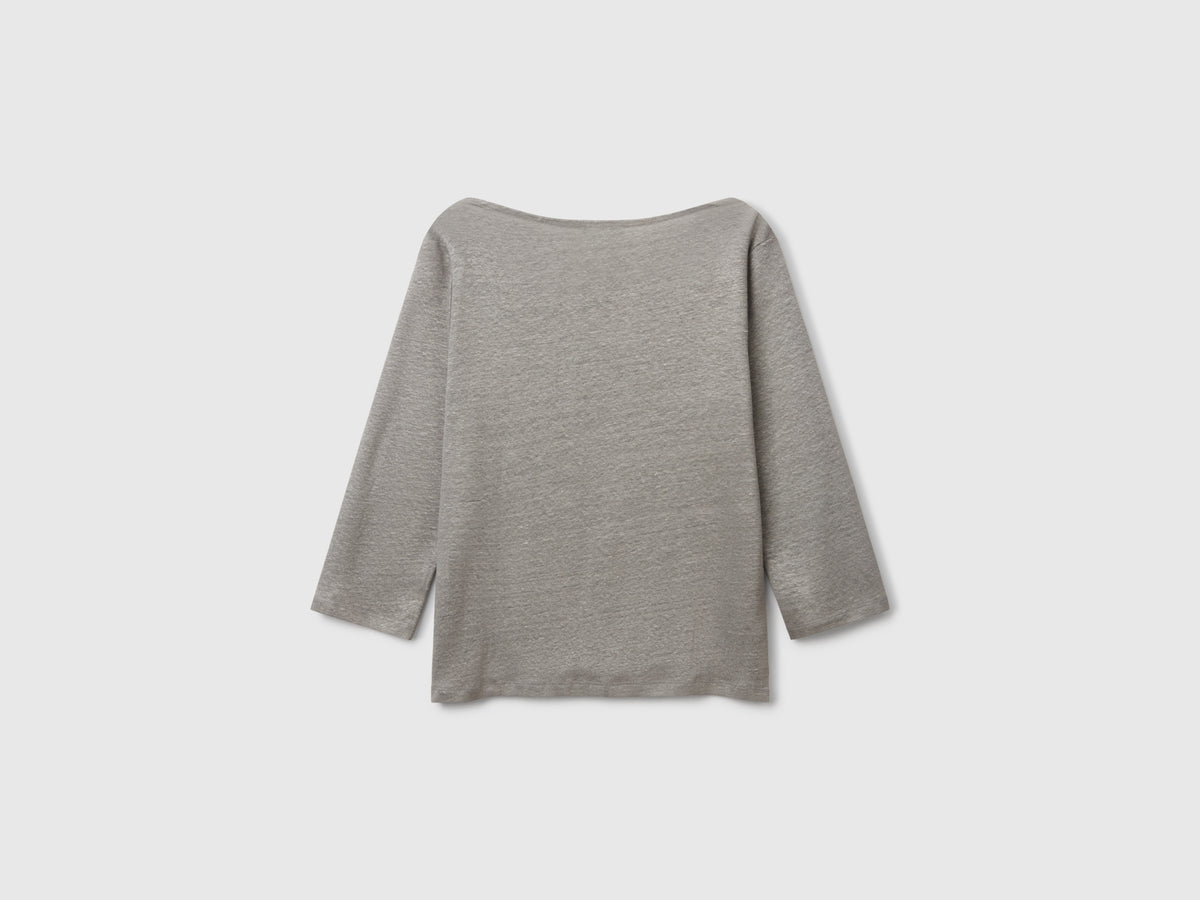 T-shirt manica a 3/4 in puro lino