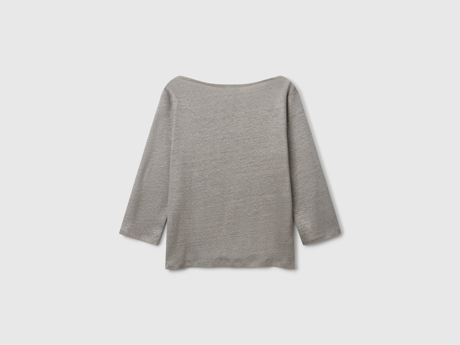 T-shirt manica a 3/4 in puro lino da donna grigio 2 | Benetton Outlet