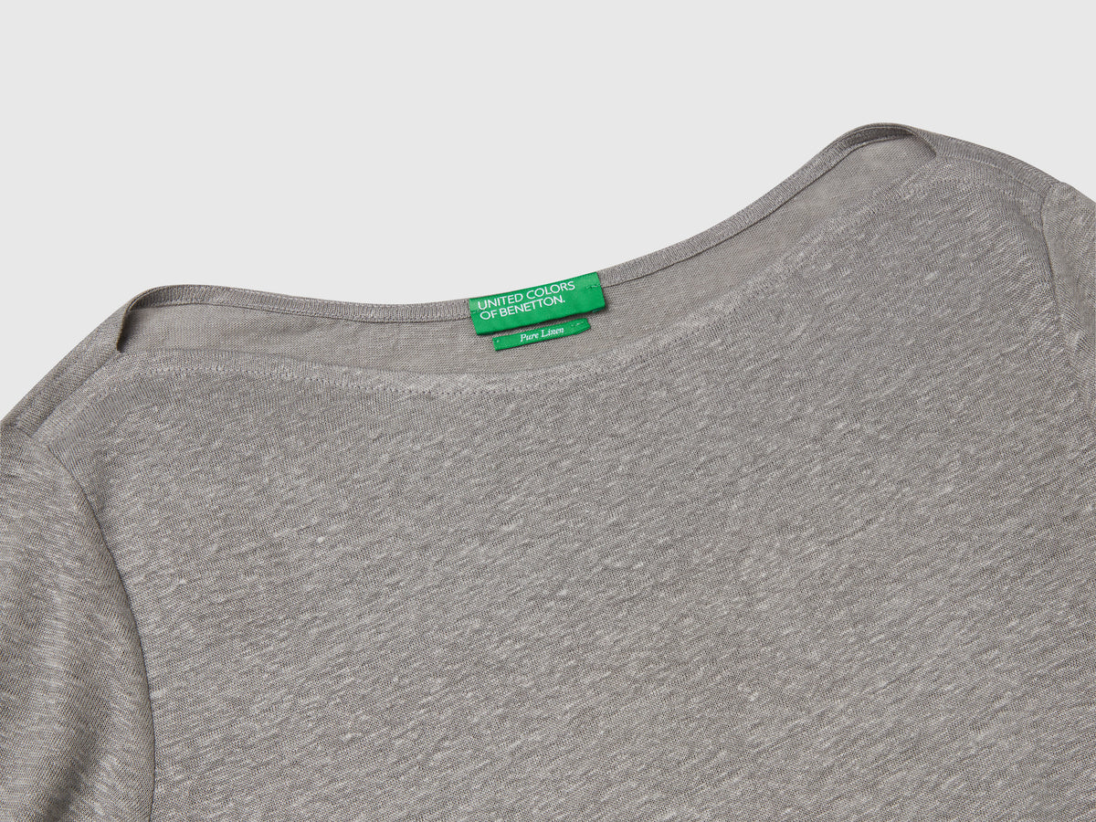 T-shirt manica a 3/4 in puro lino