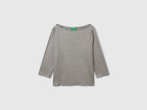 T-shirt manica a 3/4 in puro lino