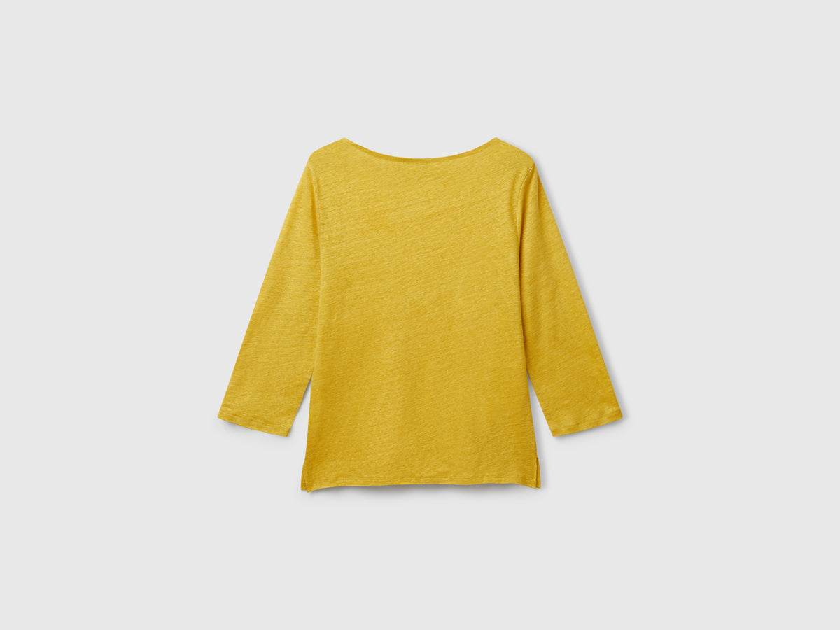 T-shirt manica a 3/4 in puro lino