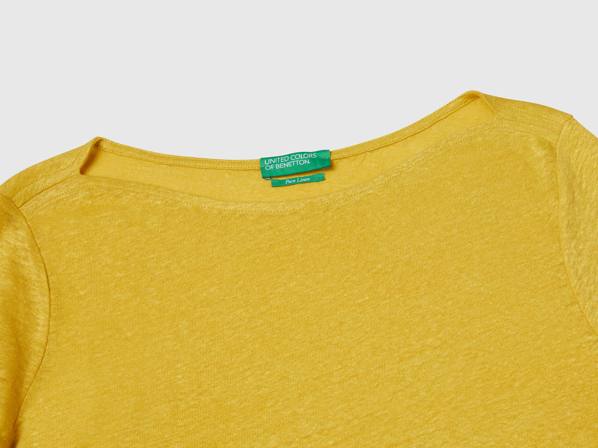 T-shirt manica a 3/4 in puro lino