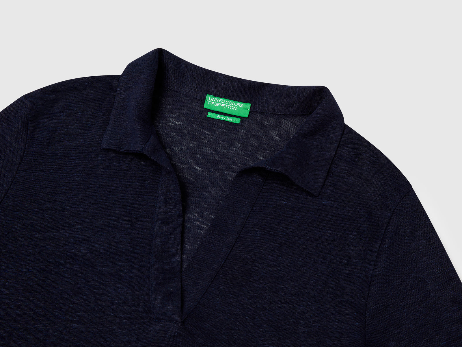 Polo in puro lino da donna blu scuro 3 | Benetton Outlet