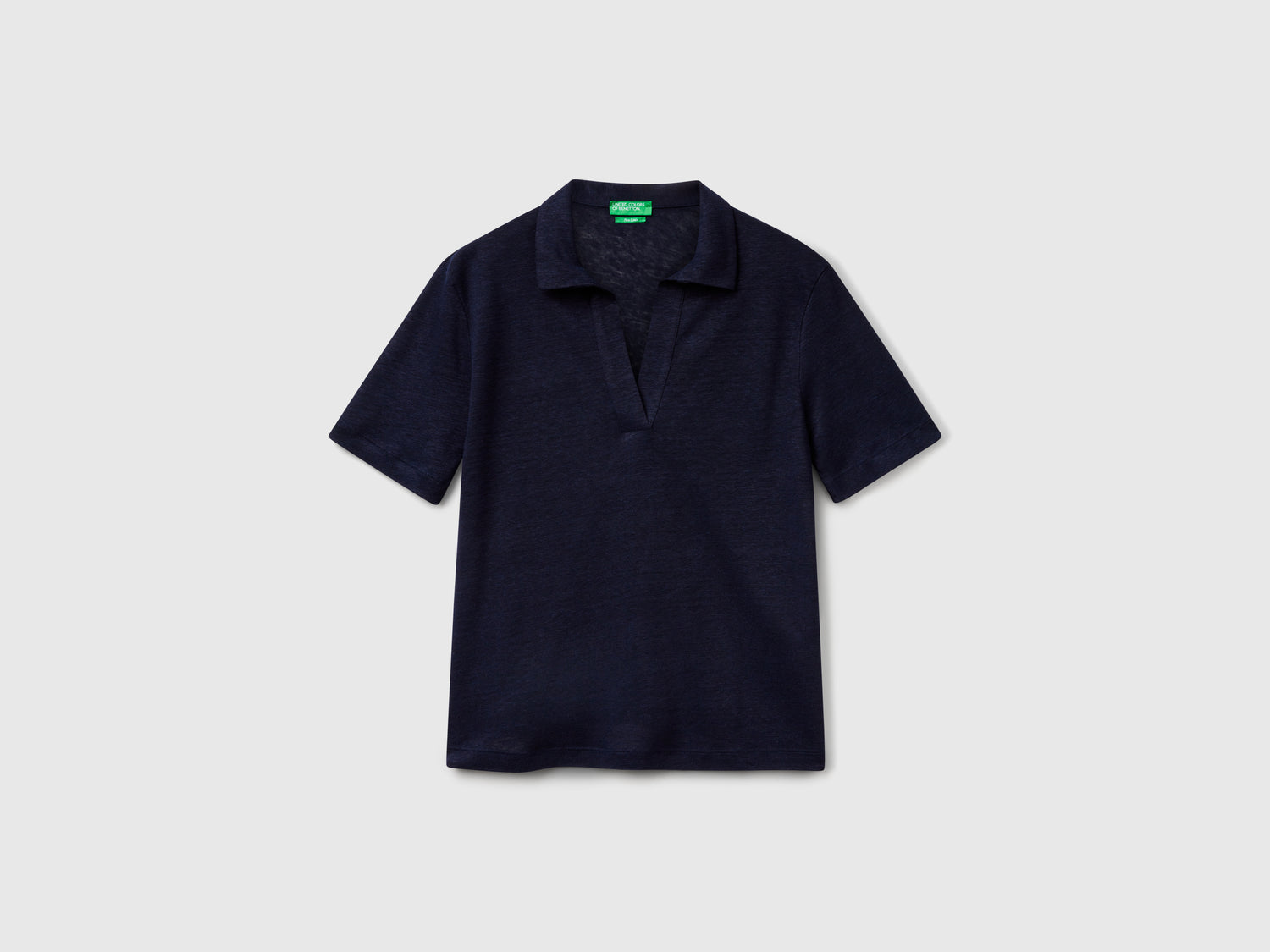 Pure linen polo shirt da donna blu scuro | Benetton Outlet