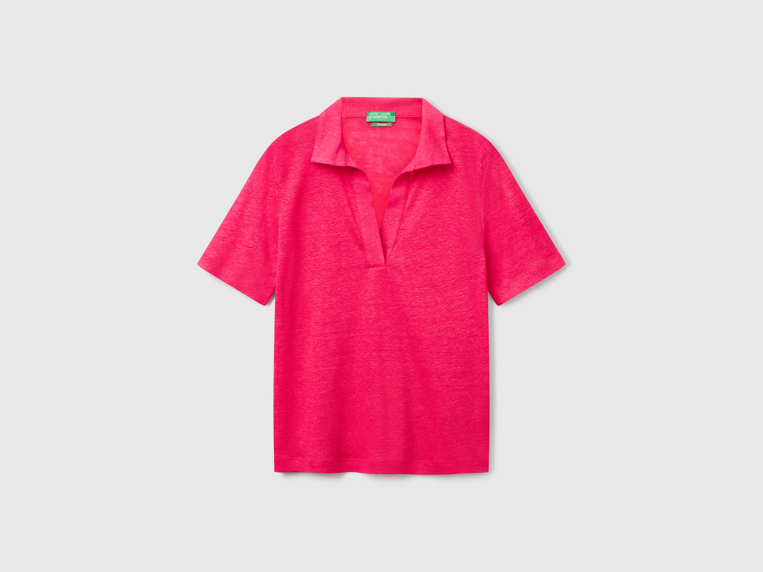 Polo in puro lino da donna fucsia | Benetton Outlet