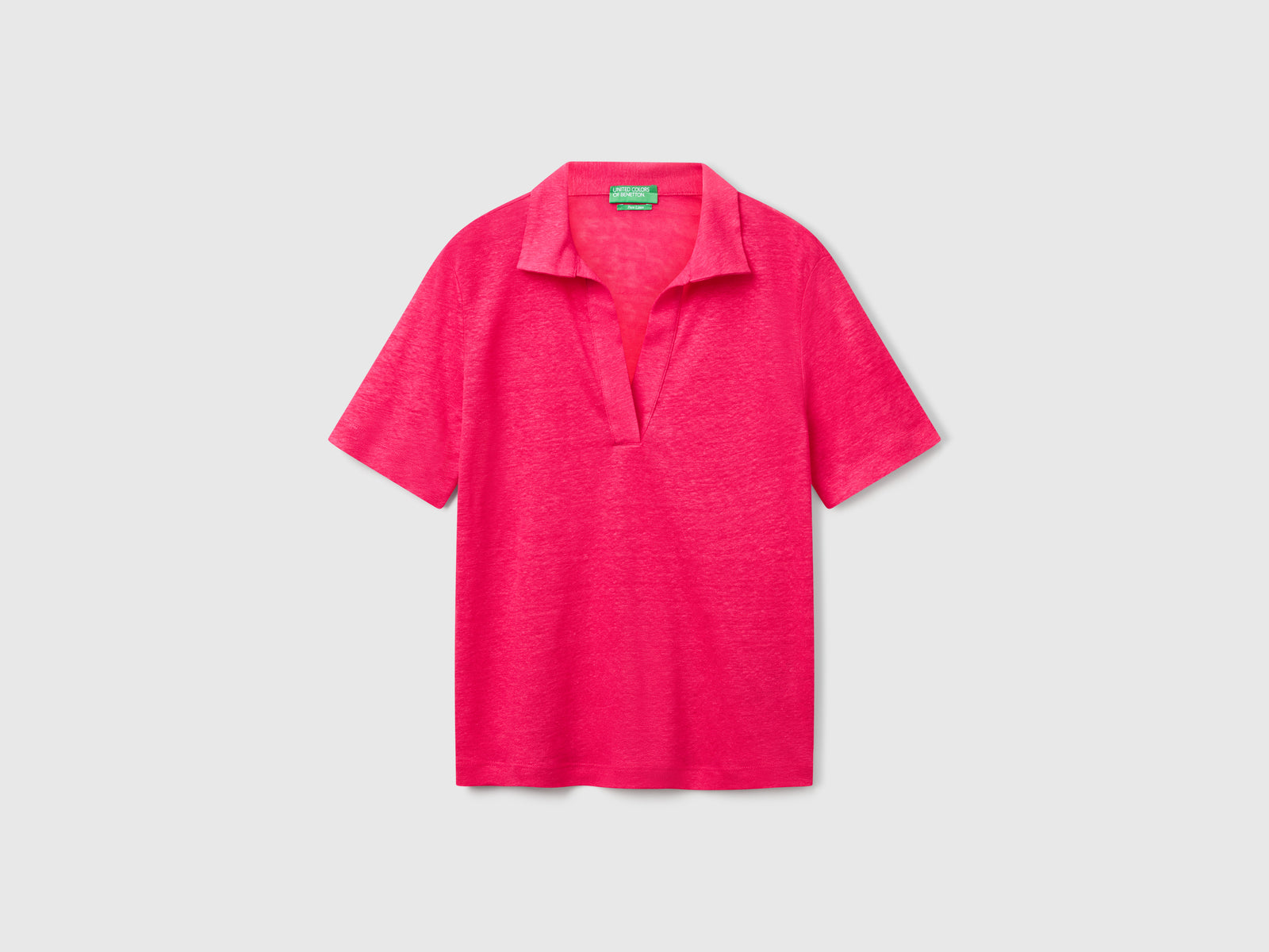 Polo in puro lino da donna fucsia | Benetton Outlet