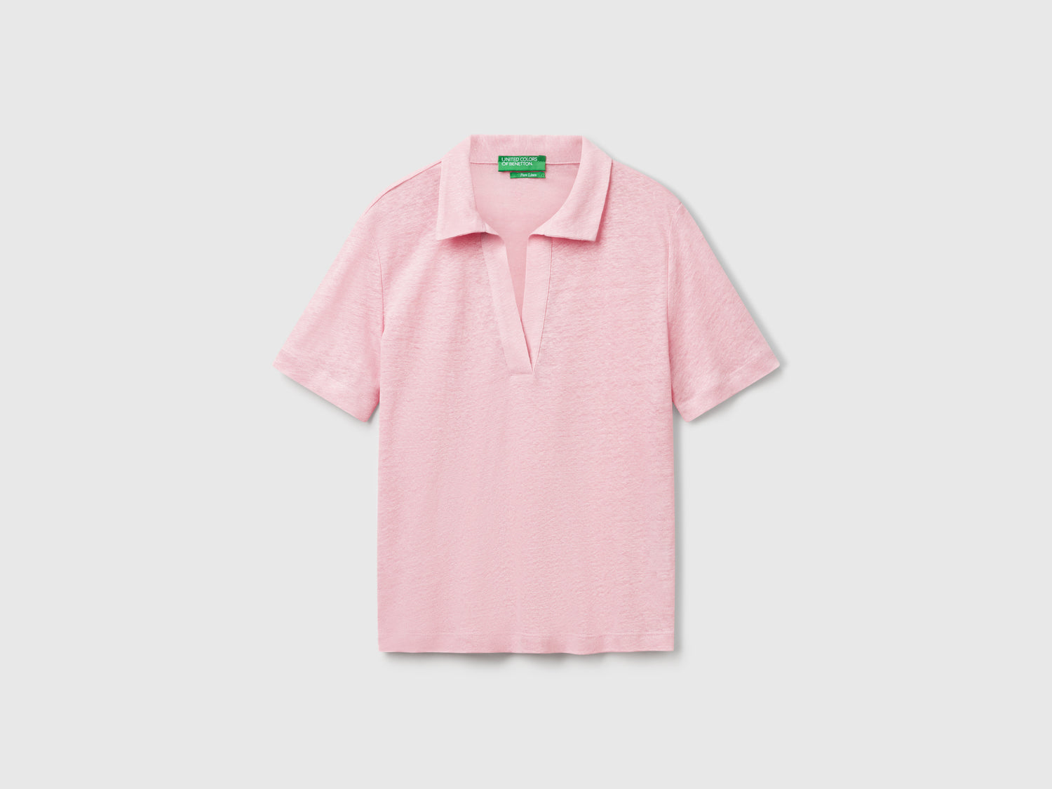 Polo in puro lino da donna rosa | Benetton Outlet