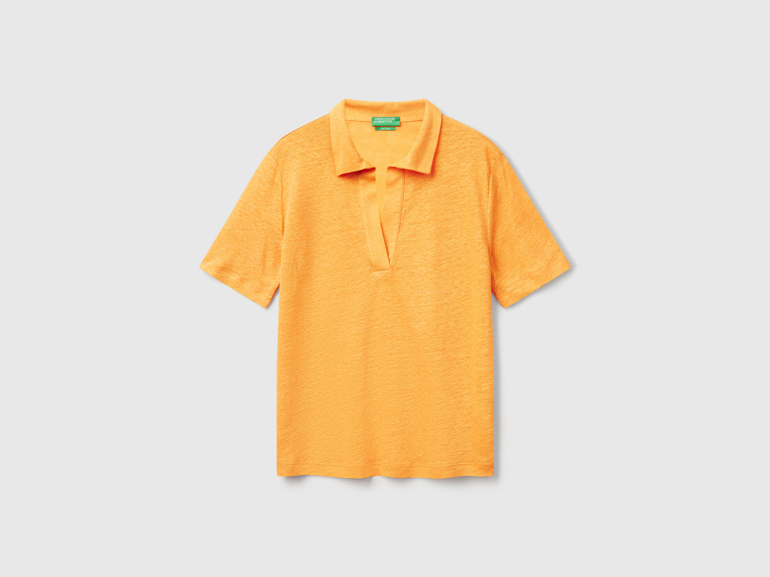 Polo in puro lino da donna giallo | Benetton Outlet