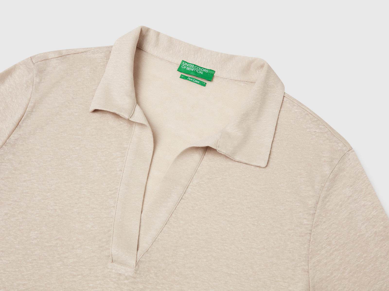 Polo in puro lino da donna beige 3 | Benetton Outlet