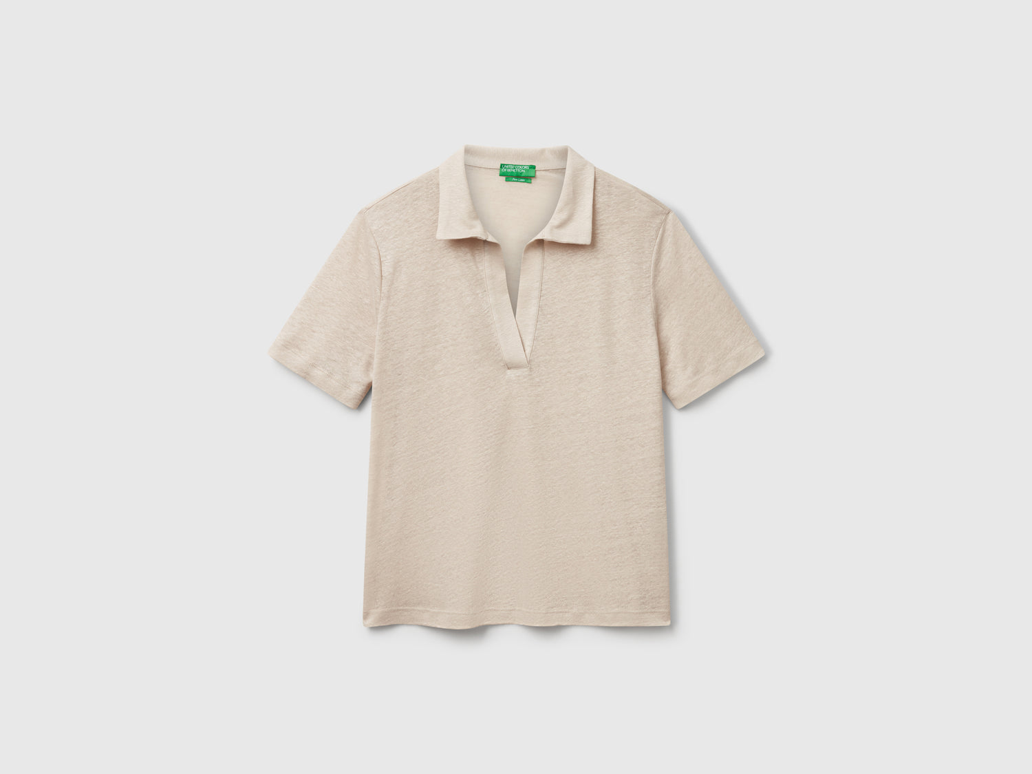 Pure linen polo shirt da donna beige | Benetton Outlet