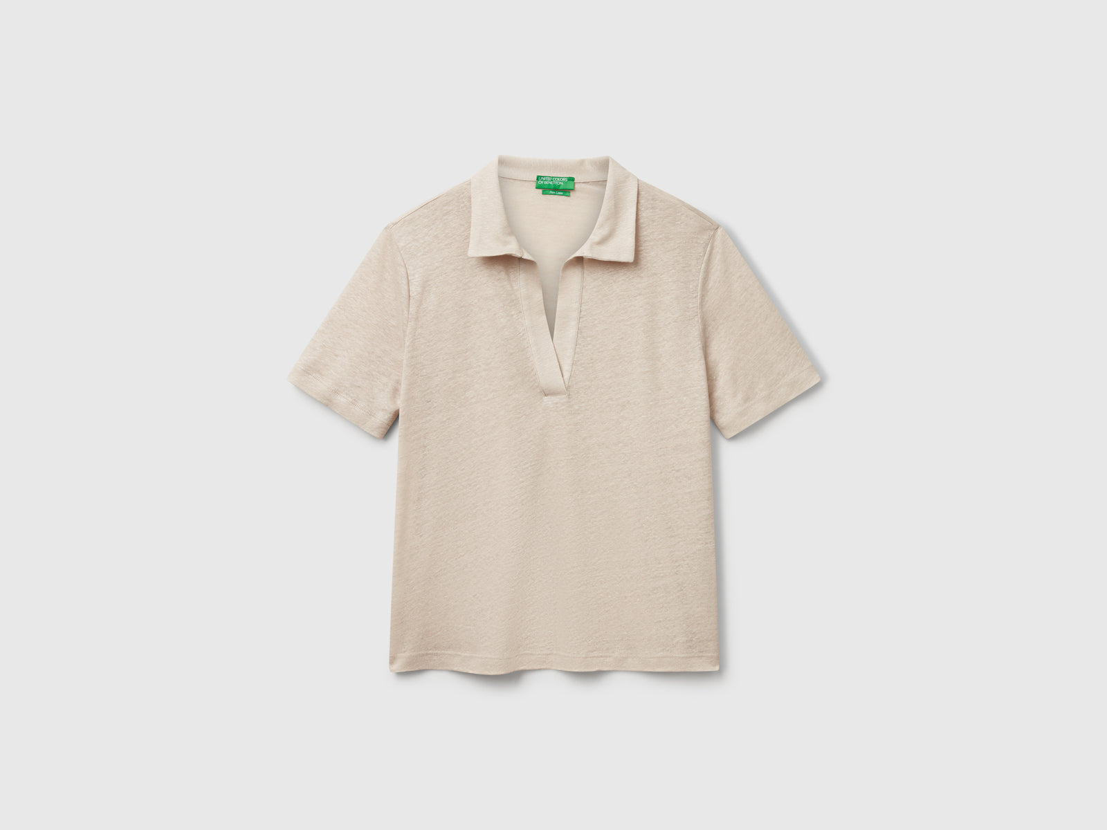 Polo in puro lino da donna beige | Benetton Outlet