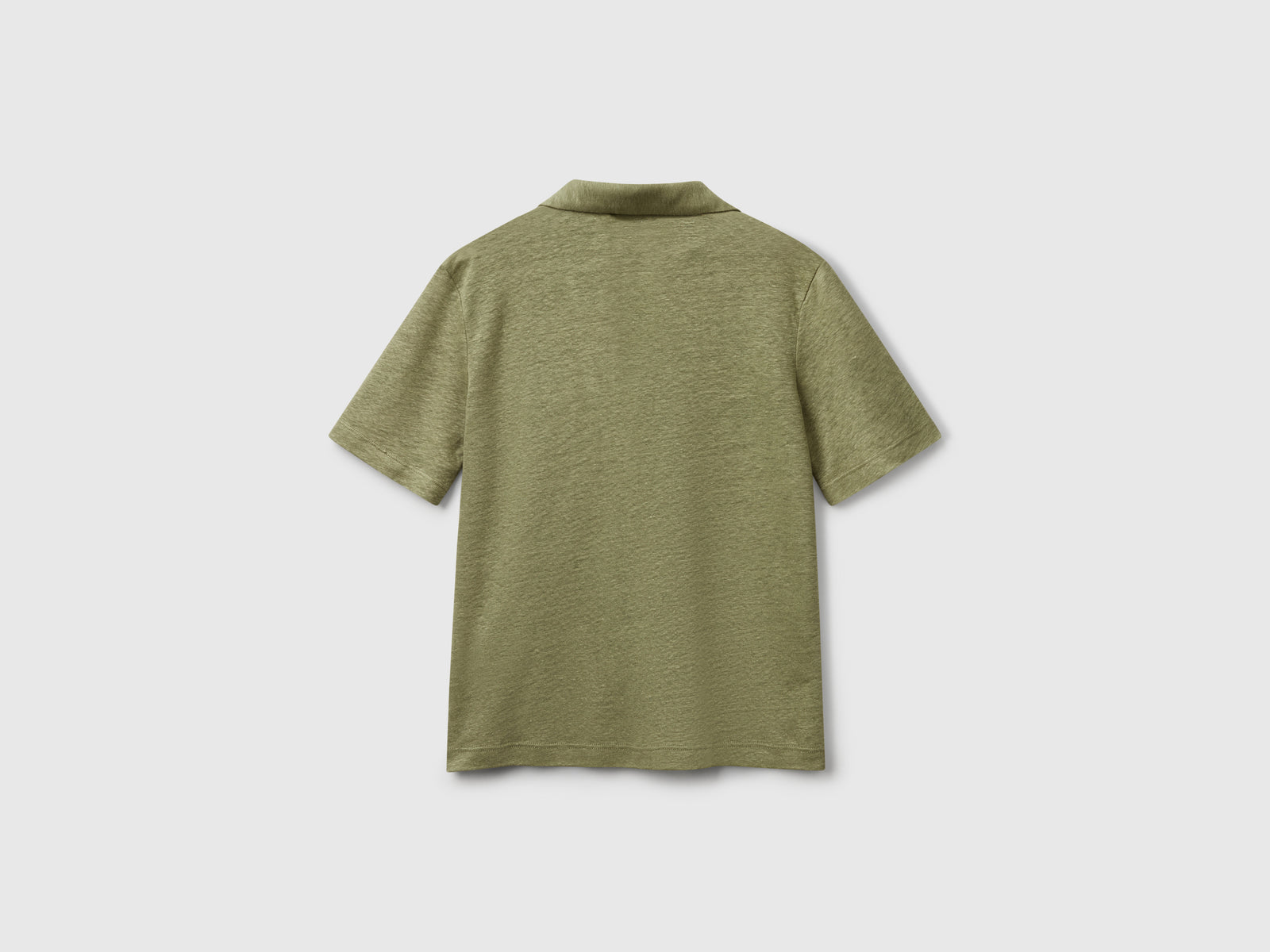 Polo in puro lino da donna verde oliva 2 | Benetton Outlet