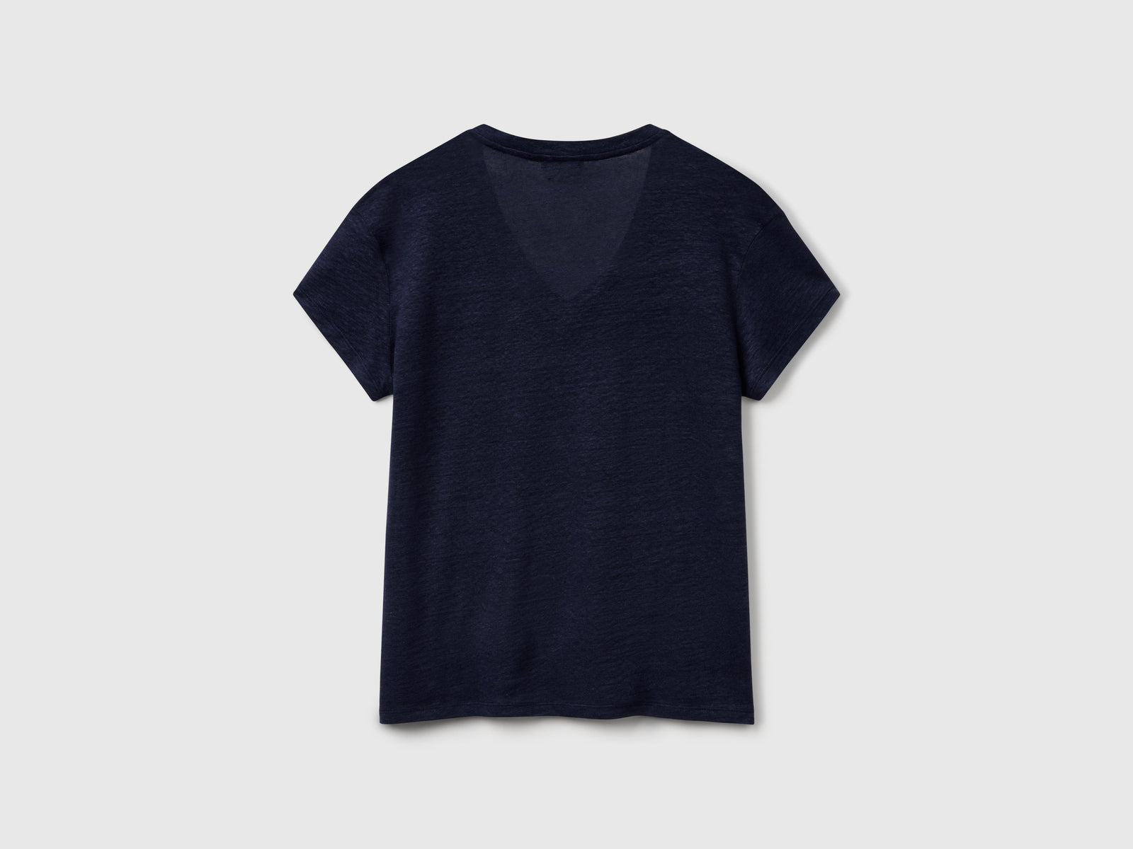T-shirt scollo a V in puro lino da donna blu scuro 2 | Benetton Outlet