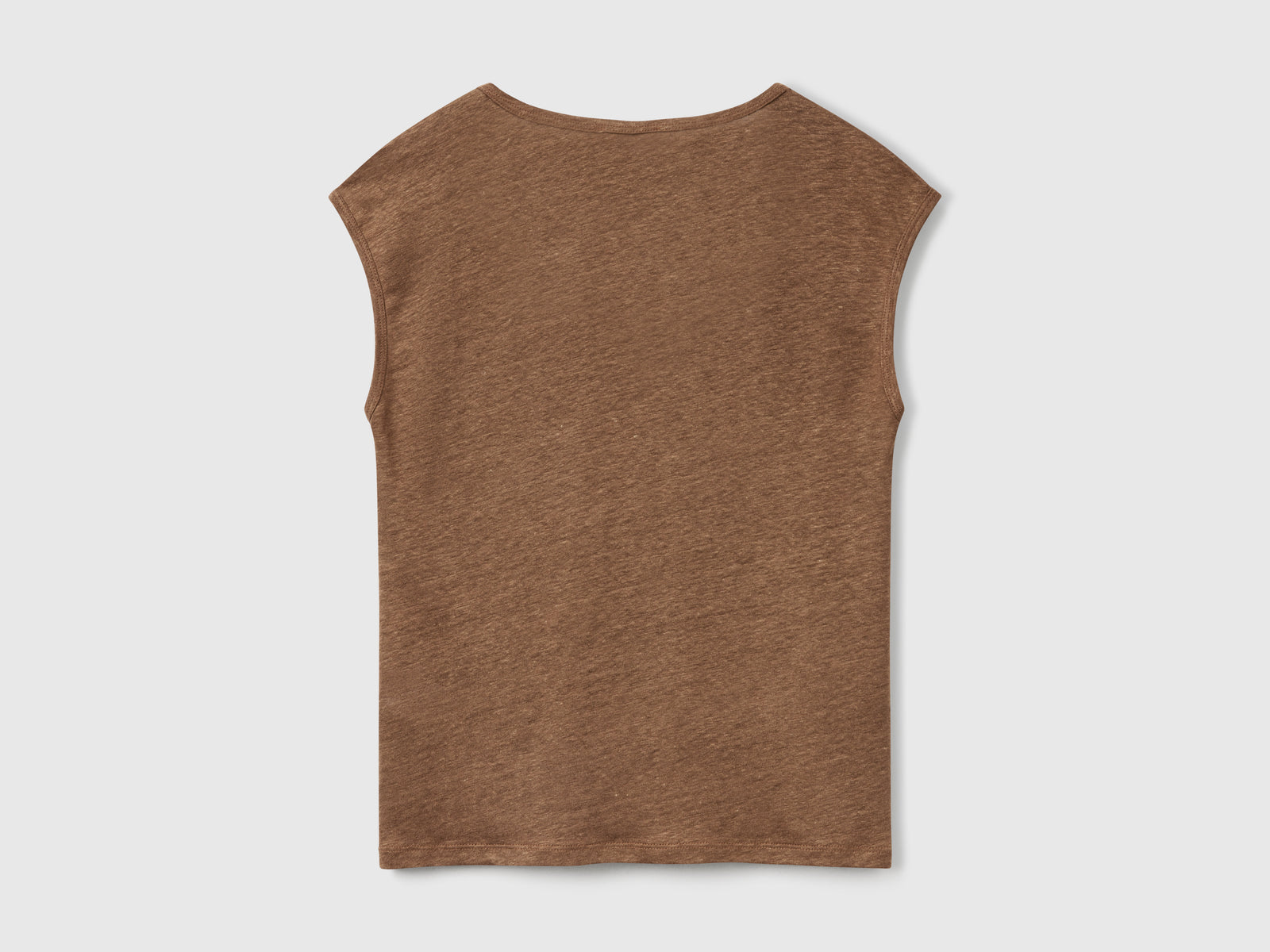 Maglietta scollo ampio in puro lino da donna marrone 2 | Benetton Outlet