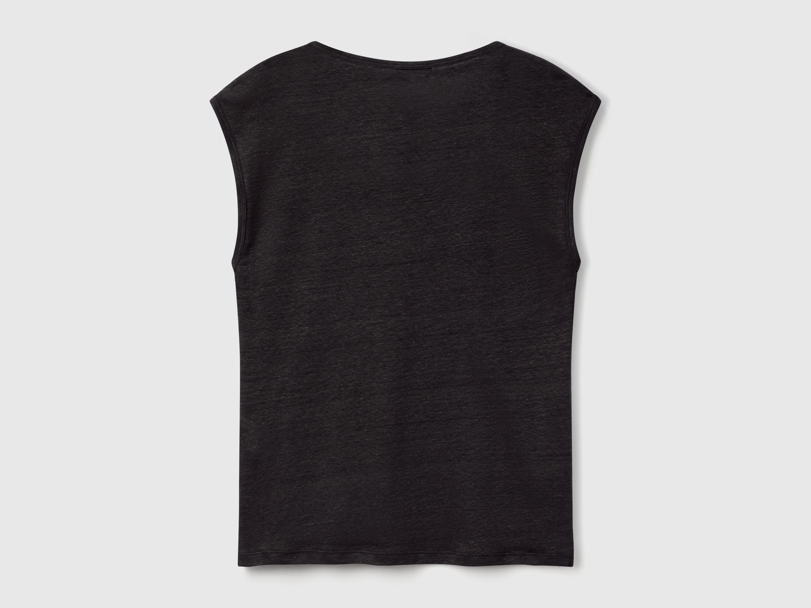 Maglietta scollo ampio in puro lino da donna nero 2 | Benetton Outlet