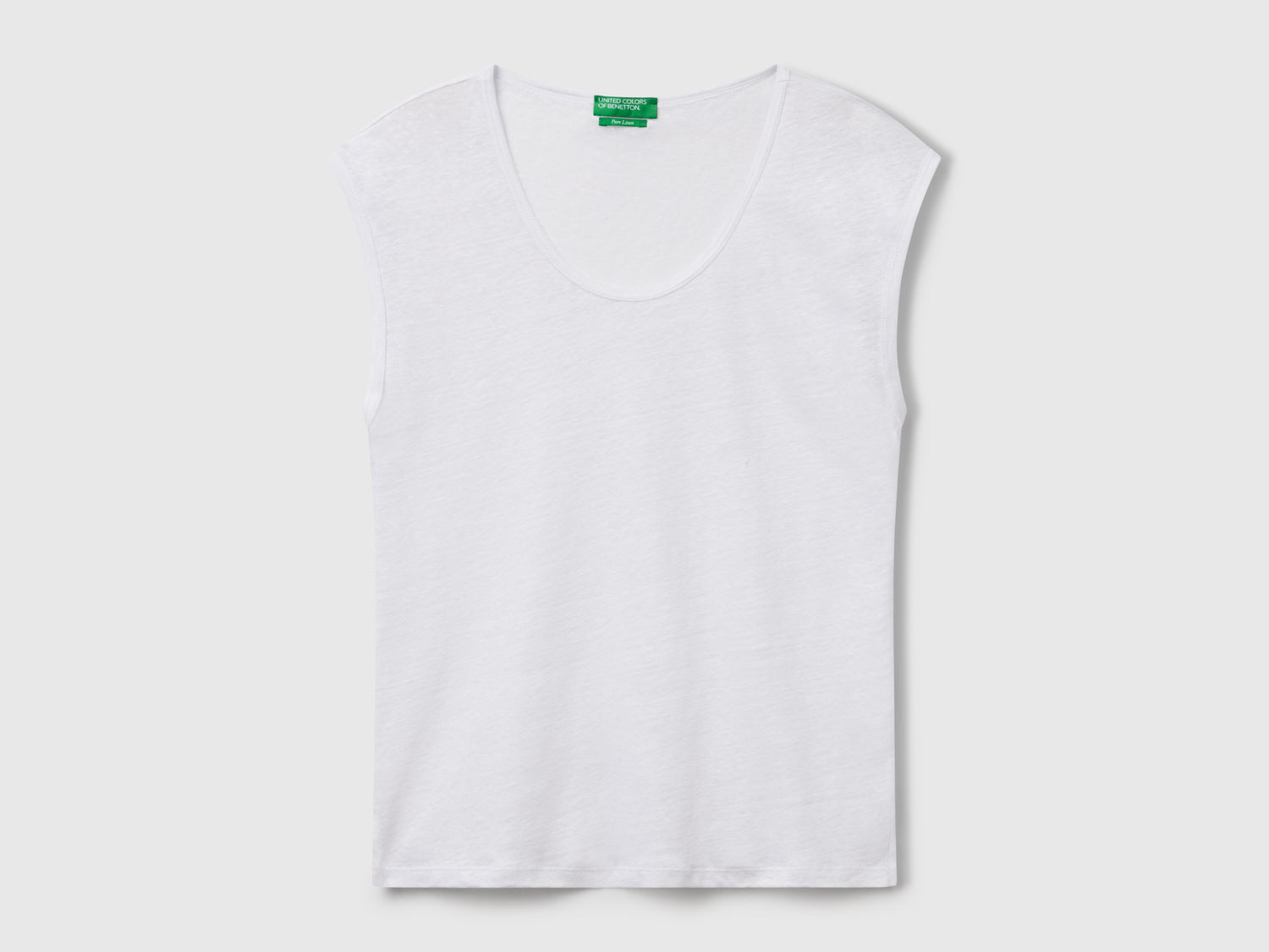 Maglietta scollo ampio in puro lino da donna bianco | Benetton Outlet