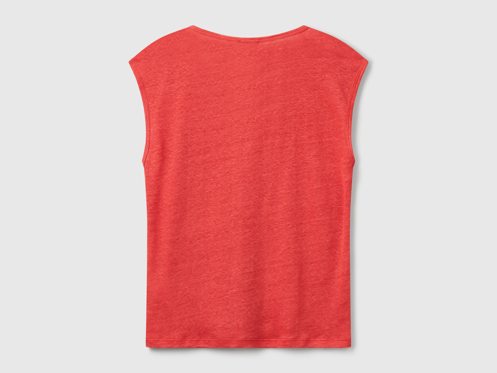 Maglietta scollo ampio in puro lino da donna rosso mattone 2 | Benetton Outlet